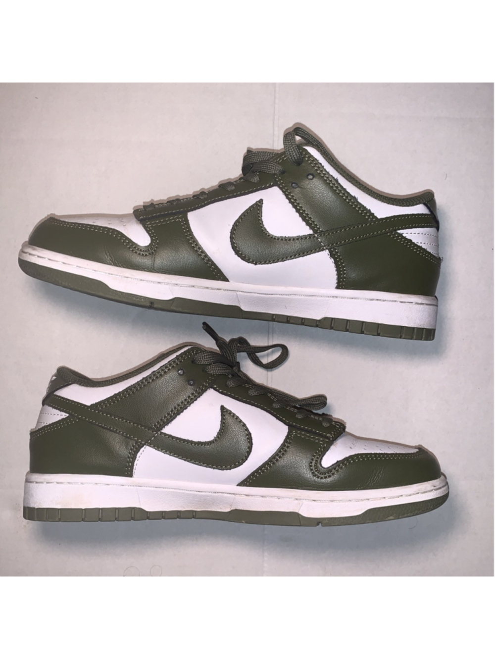 Nike Dunk Low Olive Green & White DD1503-120 Size 7 Classic Leather Shoes